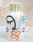 Handmade Moroccan Visage Vase - Green Stripe
