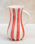 Handmade Striped Ceramic Jug - Red
