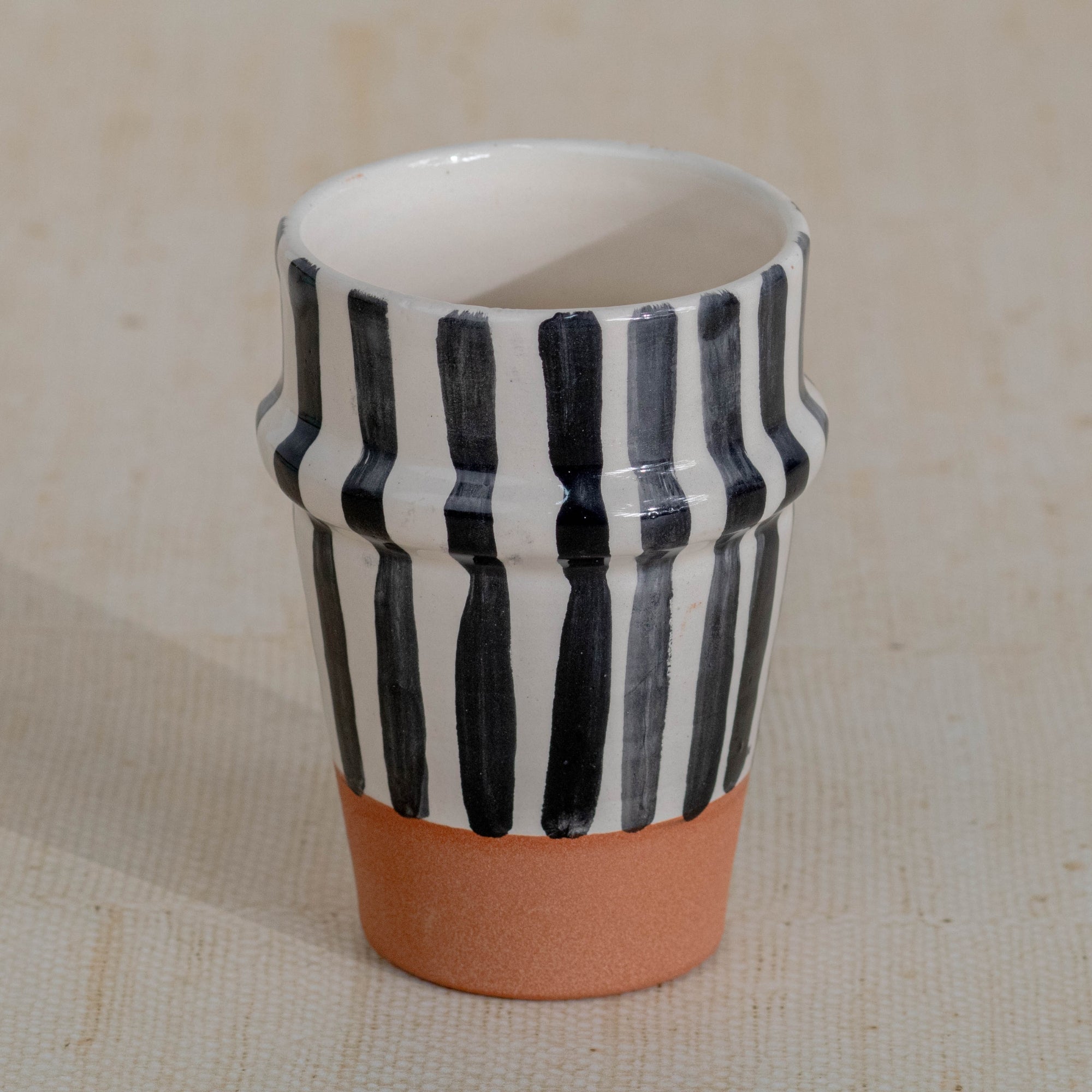 Handmade Striped Ceramic Tumbler - Black