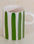Handmade Striped Coffee Mug - Green