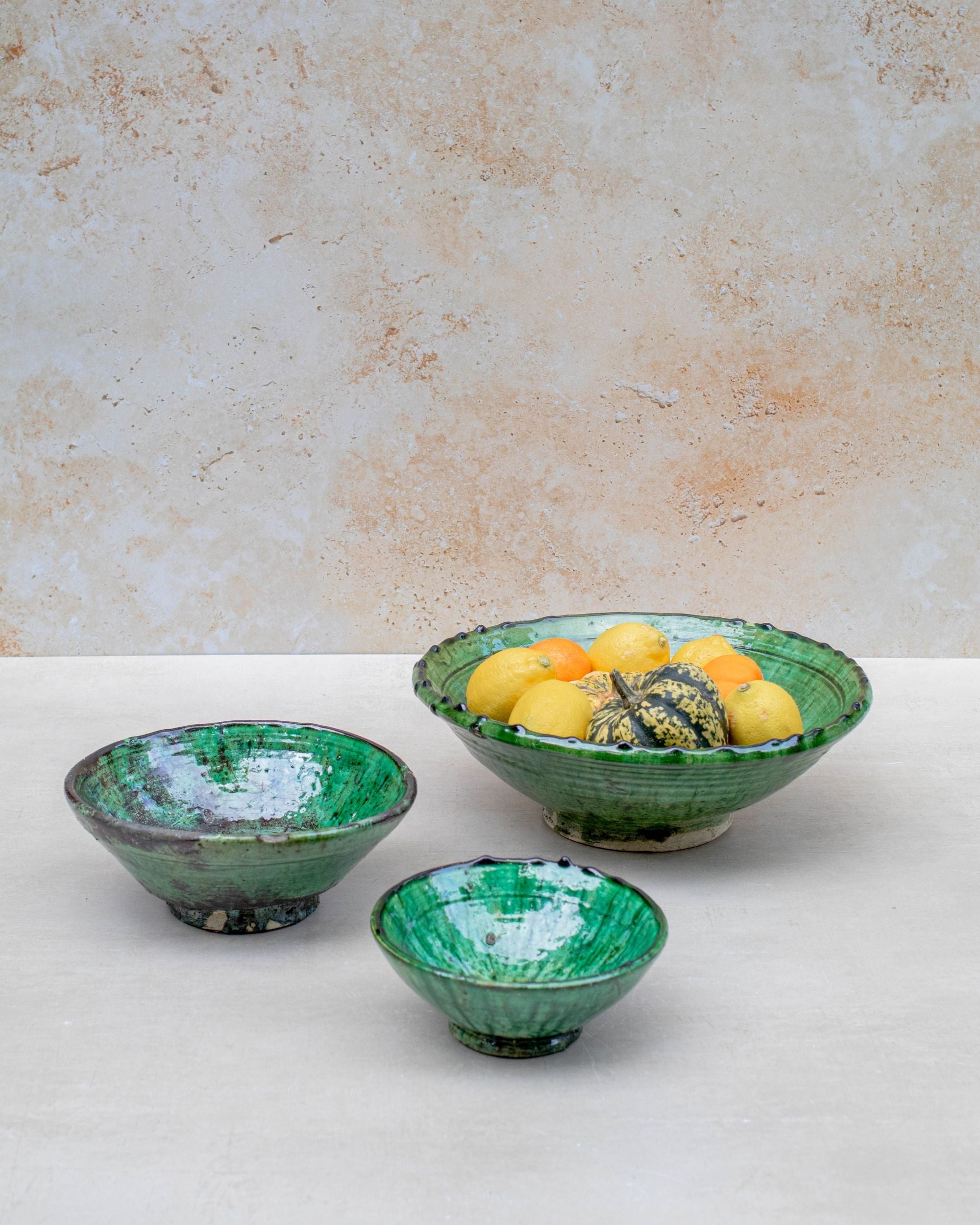 Handmade Tamegroute Green Bowl | Moroccan Ceramic Tableware 15 – 30 cm | Maison Berber UK
