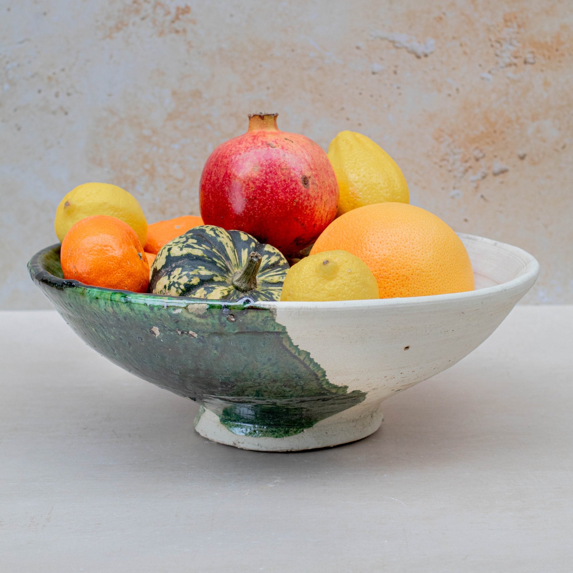 Handmade Tamegroute Half-Glazed Bowl - Green