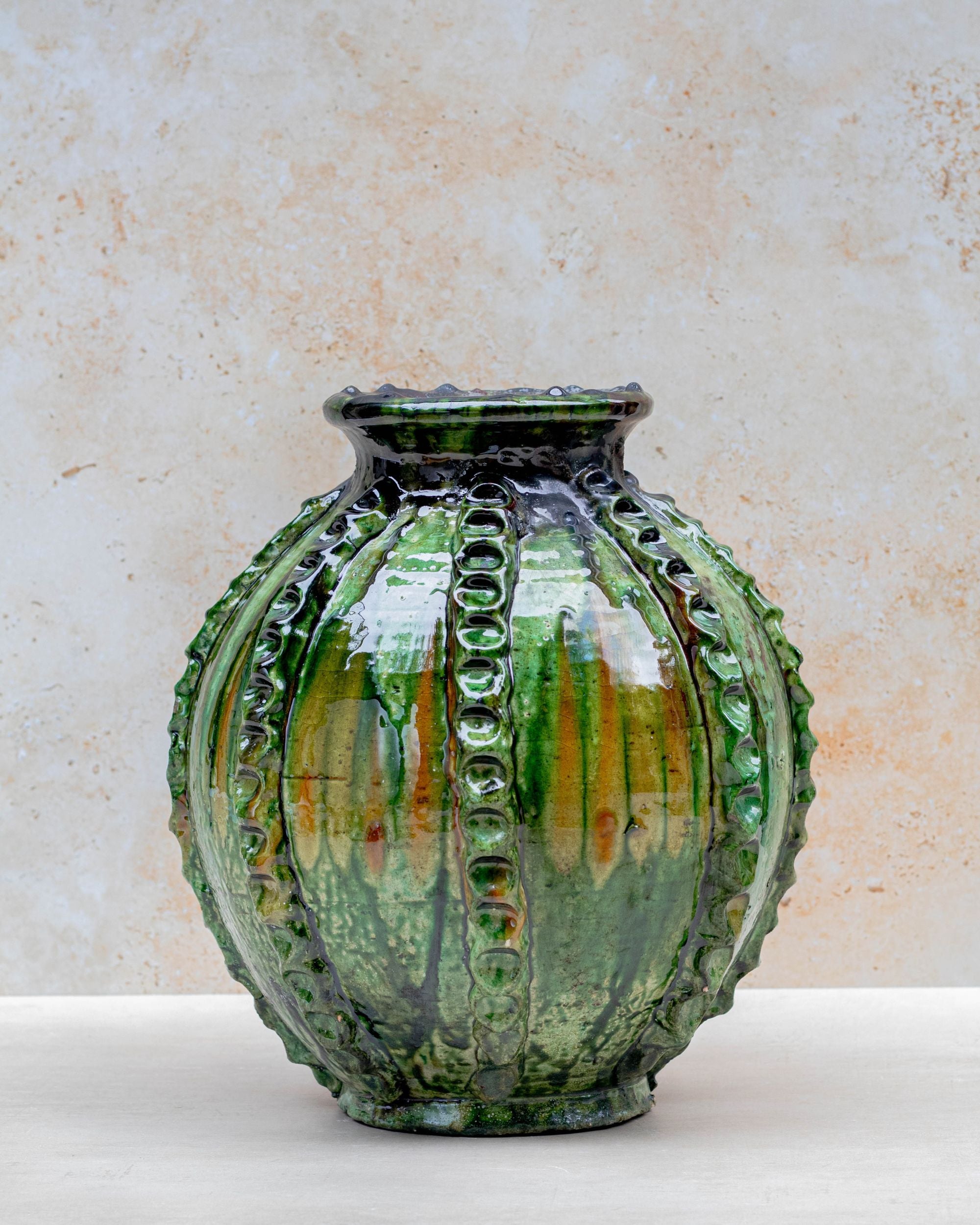 Handmade Tamegroute green vase — 30 cm