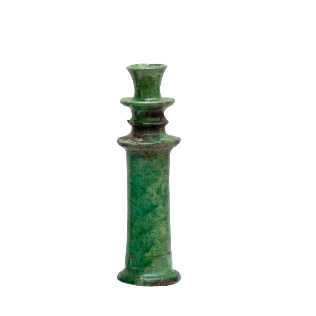 Handmade Vintage Tamegroute Shaded Green Candlestick Holder