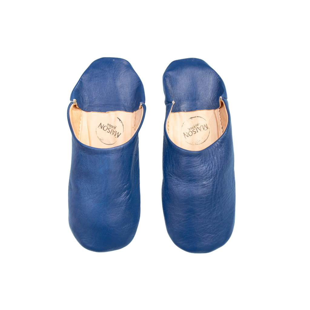 Moroccan Babouche Slippers, Blue