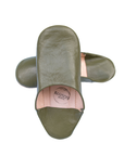 Moroccan Babouche Slippers, Olive