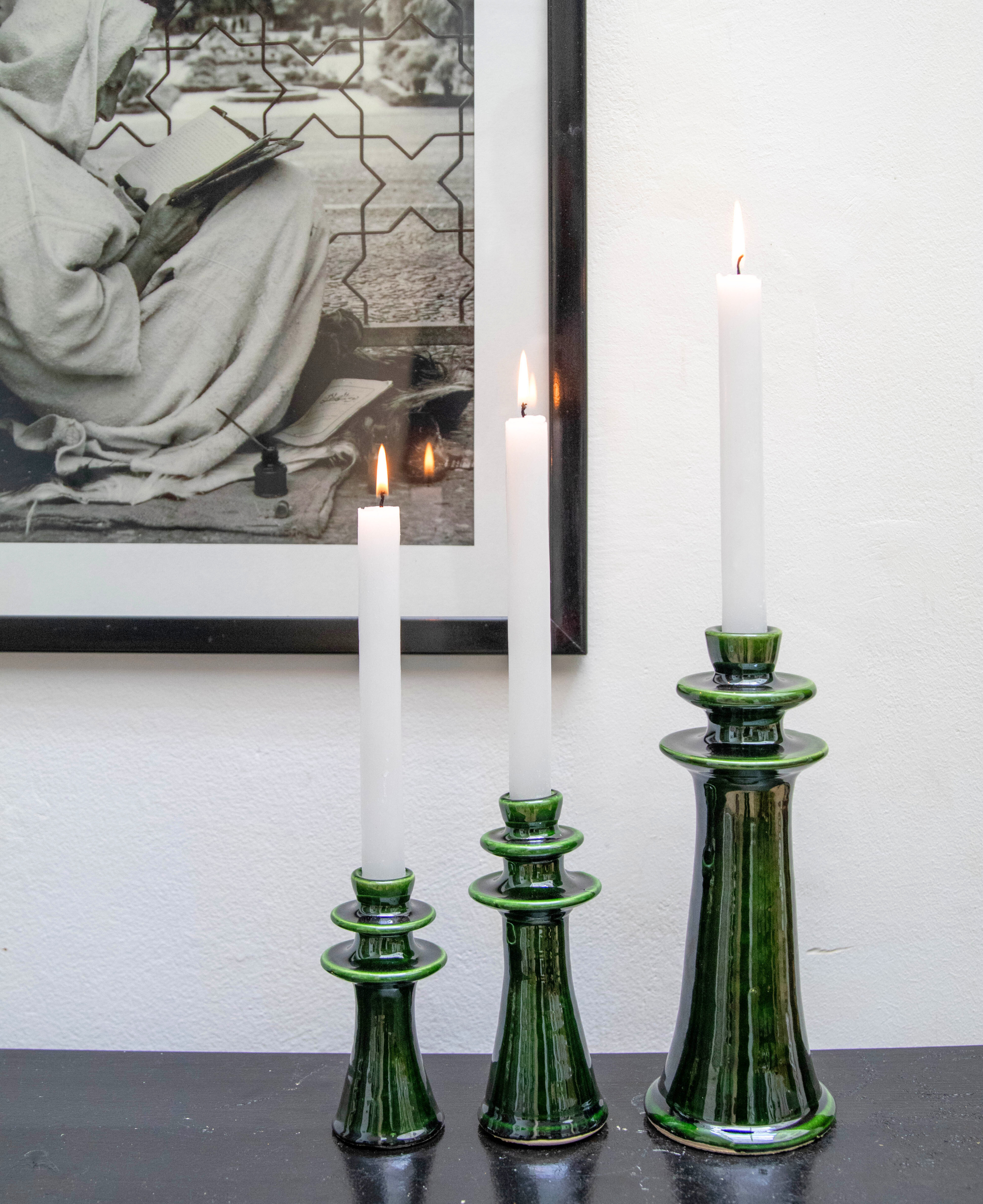 Moroccan Candle Holders - Green 3 Sizes 