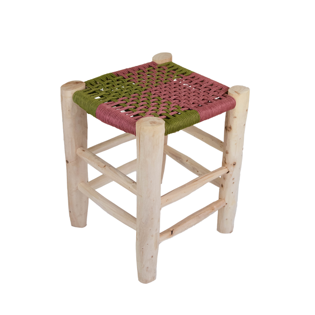Moroccan Handmade Stool Braided Rope Weaving, 21