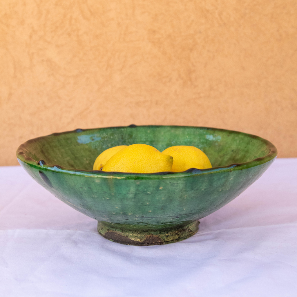 Moroccan Handmade Tamegroute Green Glazed Bowl