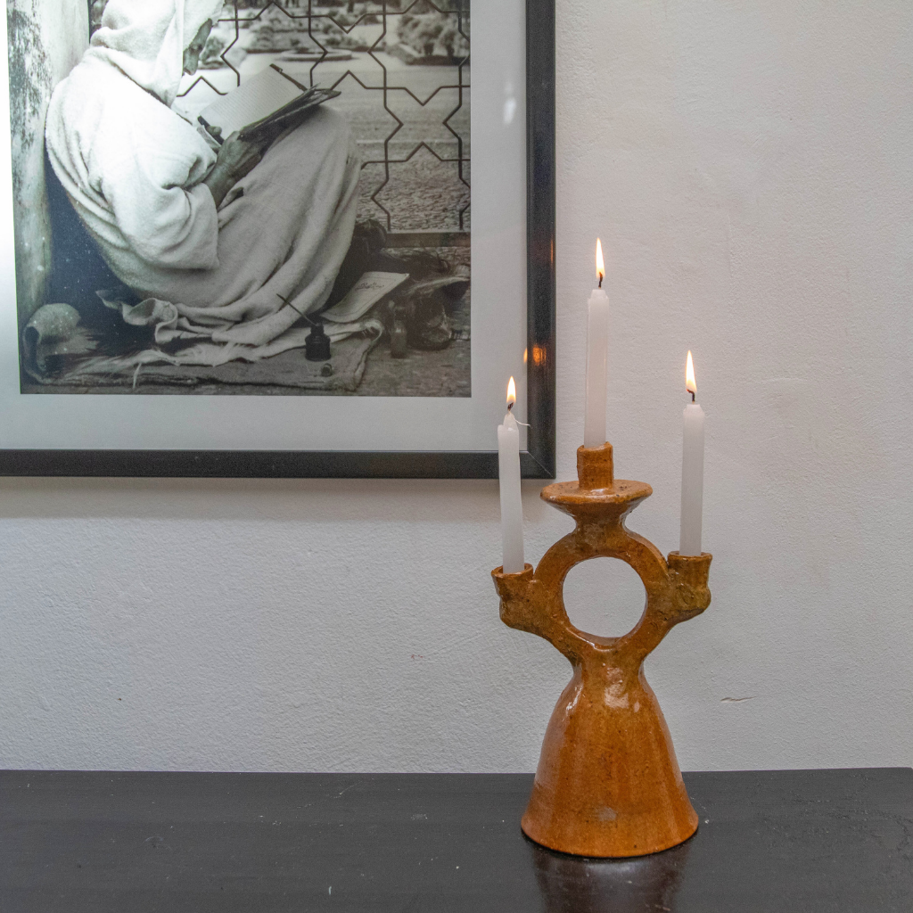 Moroccan Handmade Vintage Tamegroute Candlestick Holder