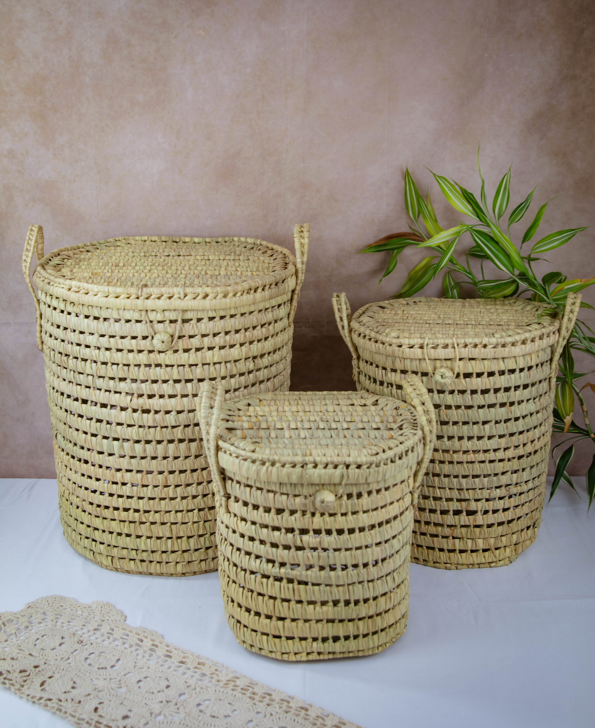 Moroccan Handmade Woven Laundry Storage Basket
