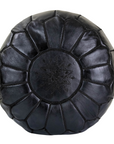 Moroccan Leather Pouffe Black