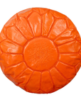 Moroccan Leather Pouffe Burnt Orange