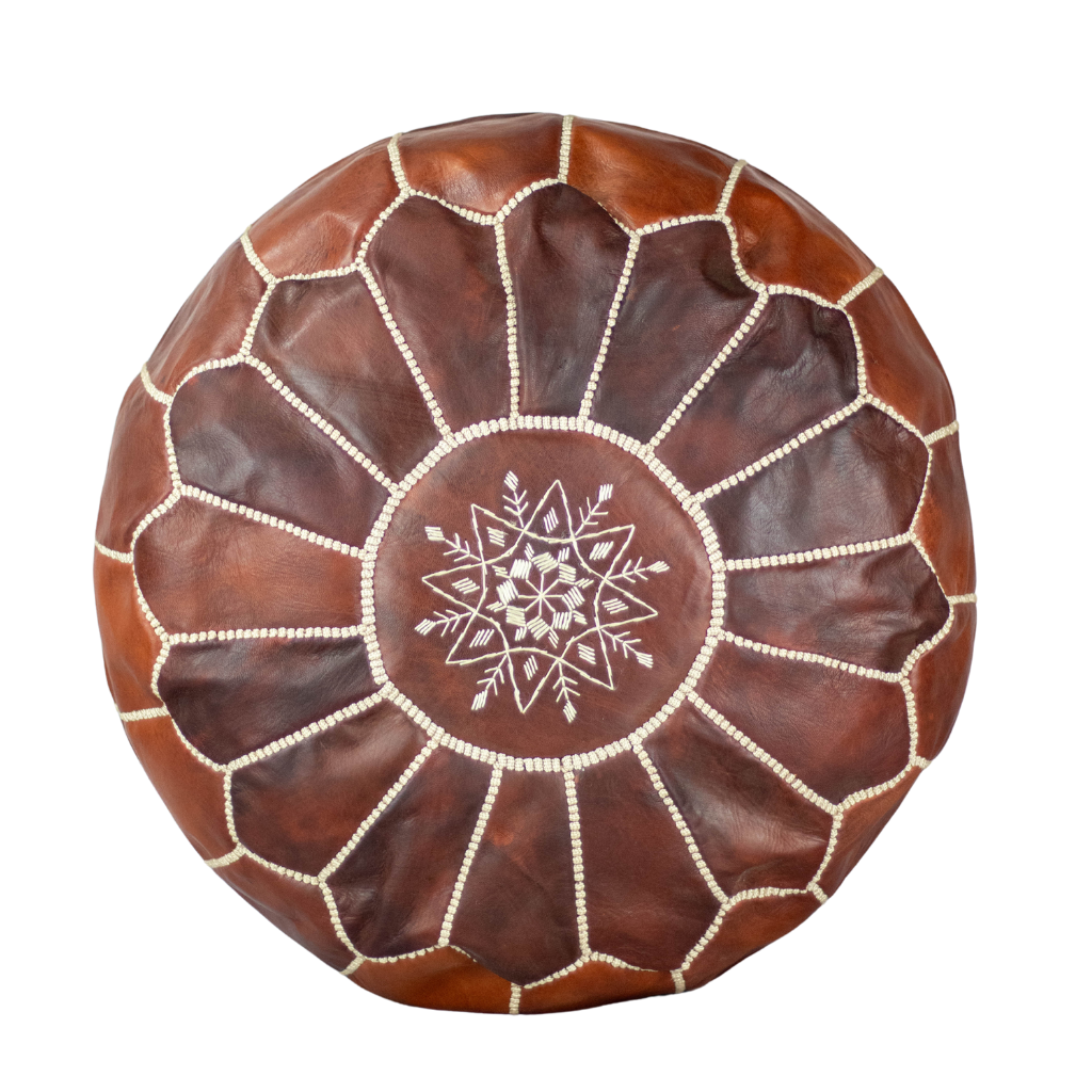 Moroccan Leather Pouffe Chestnut