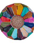 Moroccan Leather Pouffe Colourful