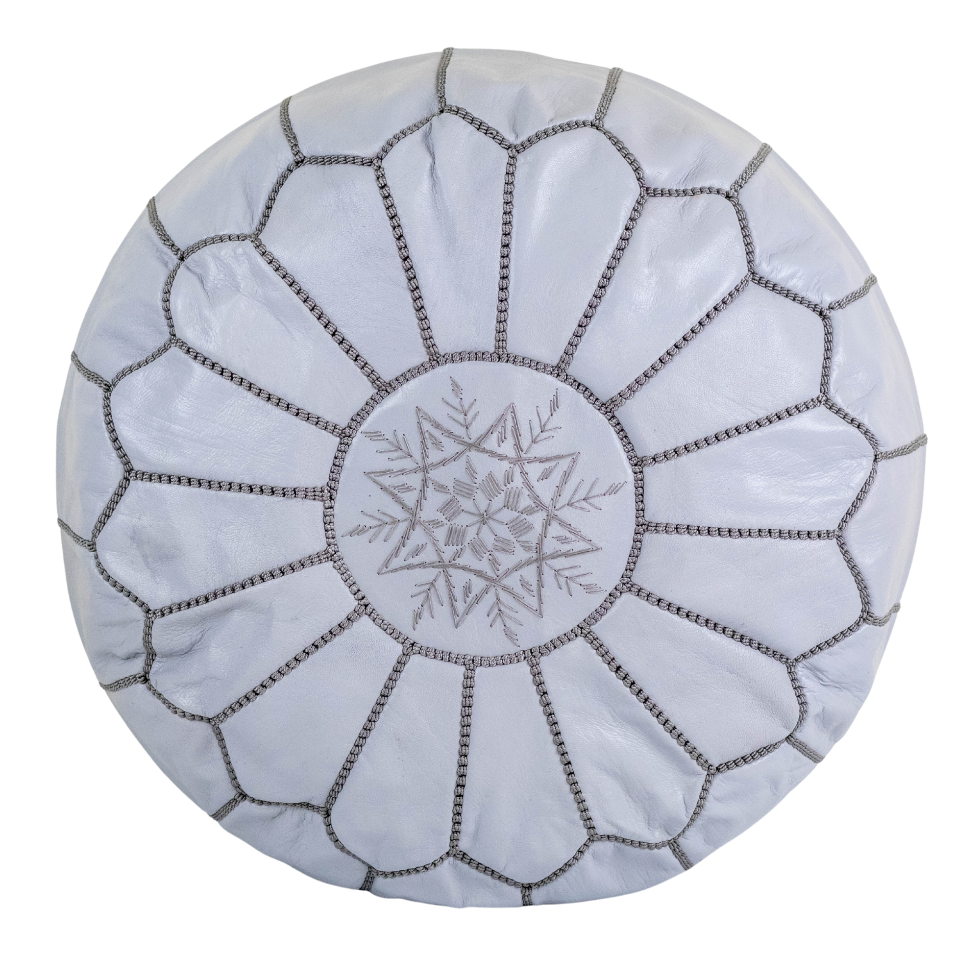 Moroccan Leather Pouffe Grey