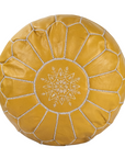 Moroccan Leather Pouffe Mustard