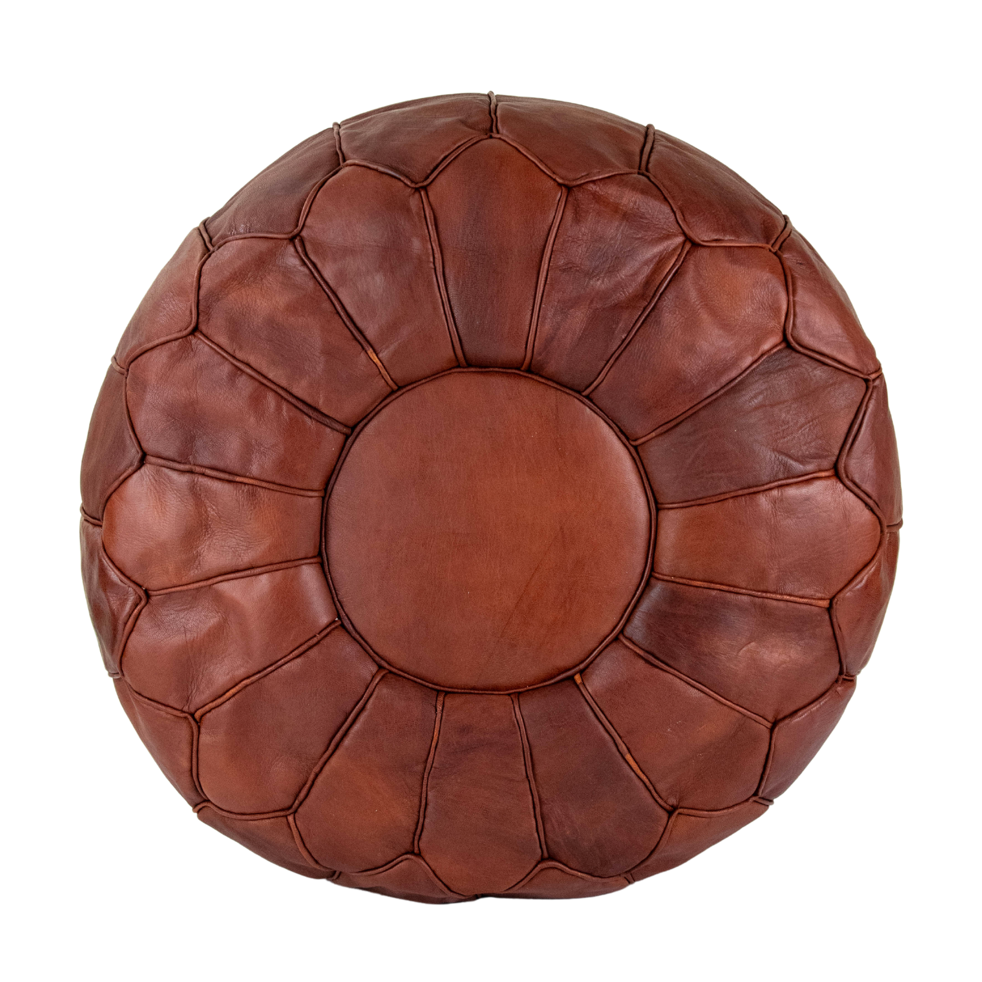 Moroccan Leather Pouffe Natural Chestnut   