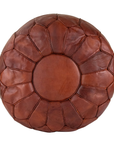 Moroccan Leather Pouffe Natural Chestnut   