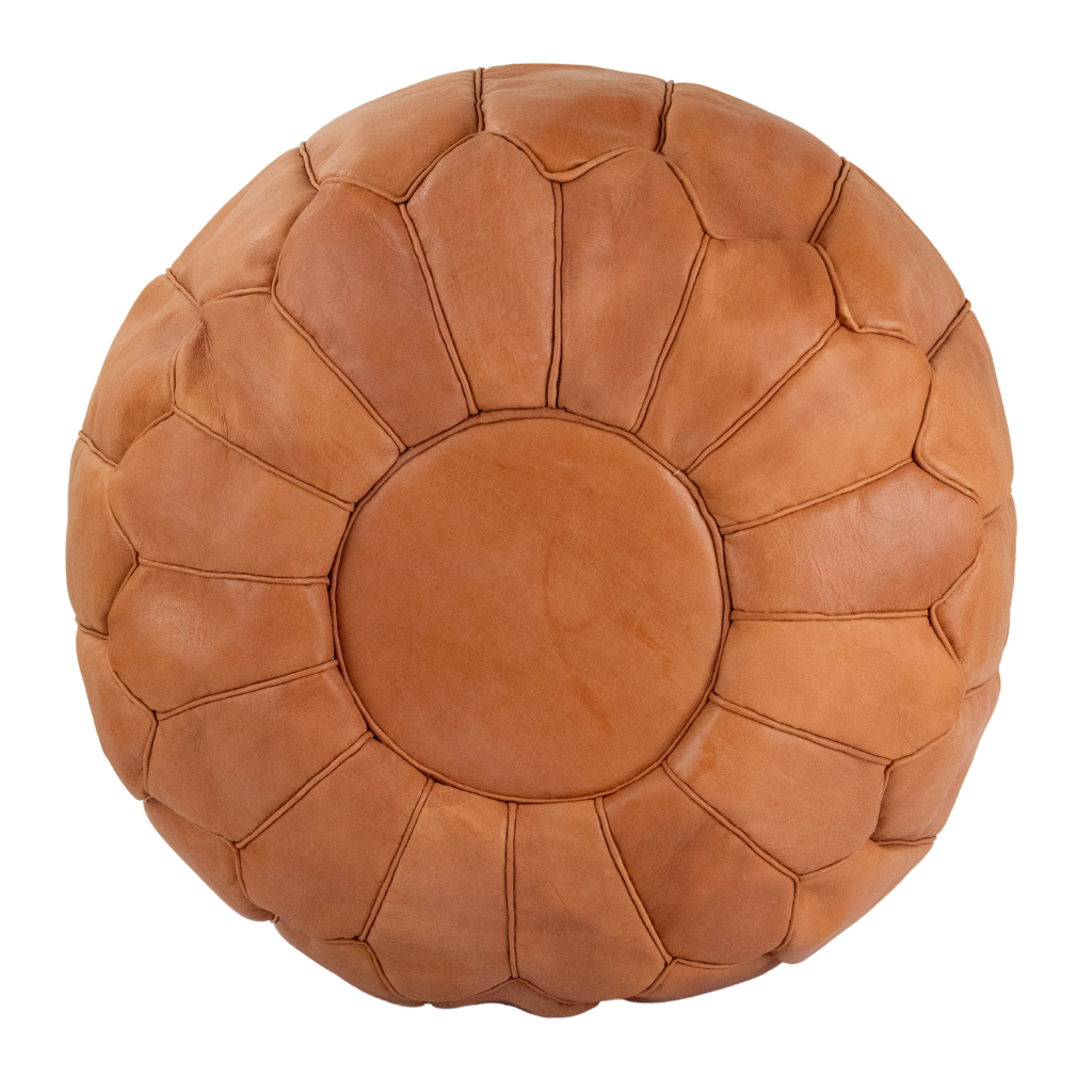 Moroccan Leather Pouffe Natural Tan