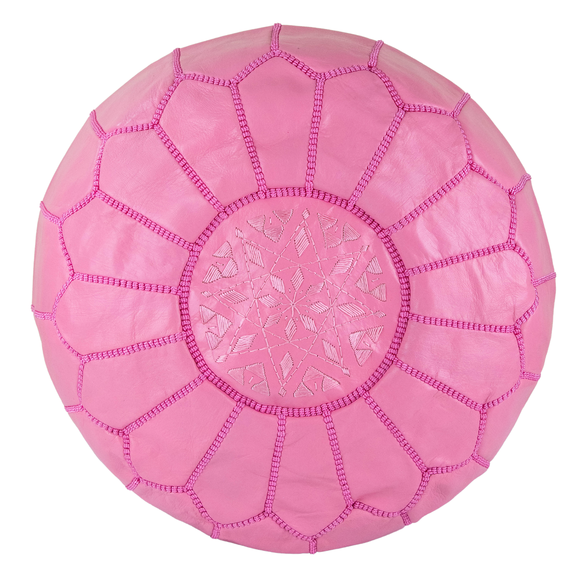 Moroccan Leather Pouffe Pink