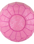 Moroccan Leather Pouffe Pink