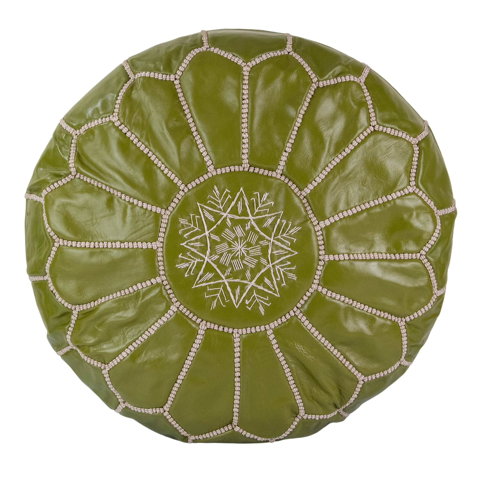 Moroccan Leather Pouffe Pistachio