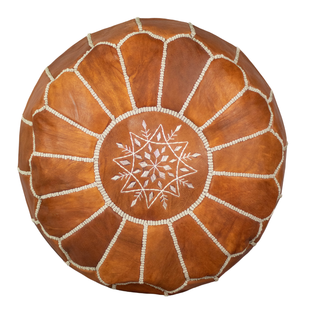 Moroccan Leather Pouffe Tan