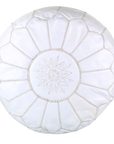 Moroccan Leather Pouffe White