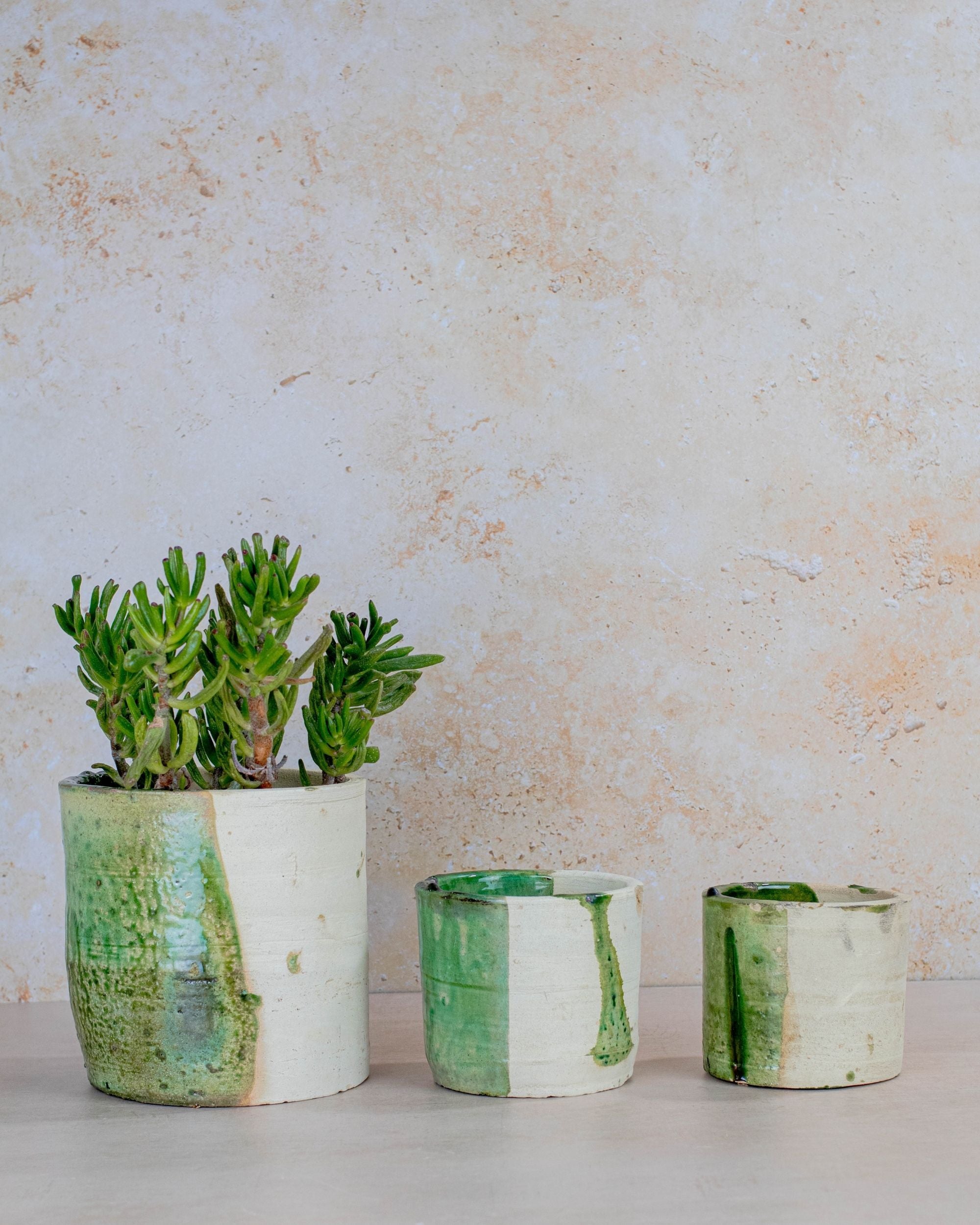Moroccan Tamegroute Half-Glazed Planter