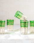 Moroccan Tea Glasses – Emerald Green & Gold Set of 6