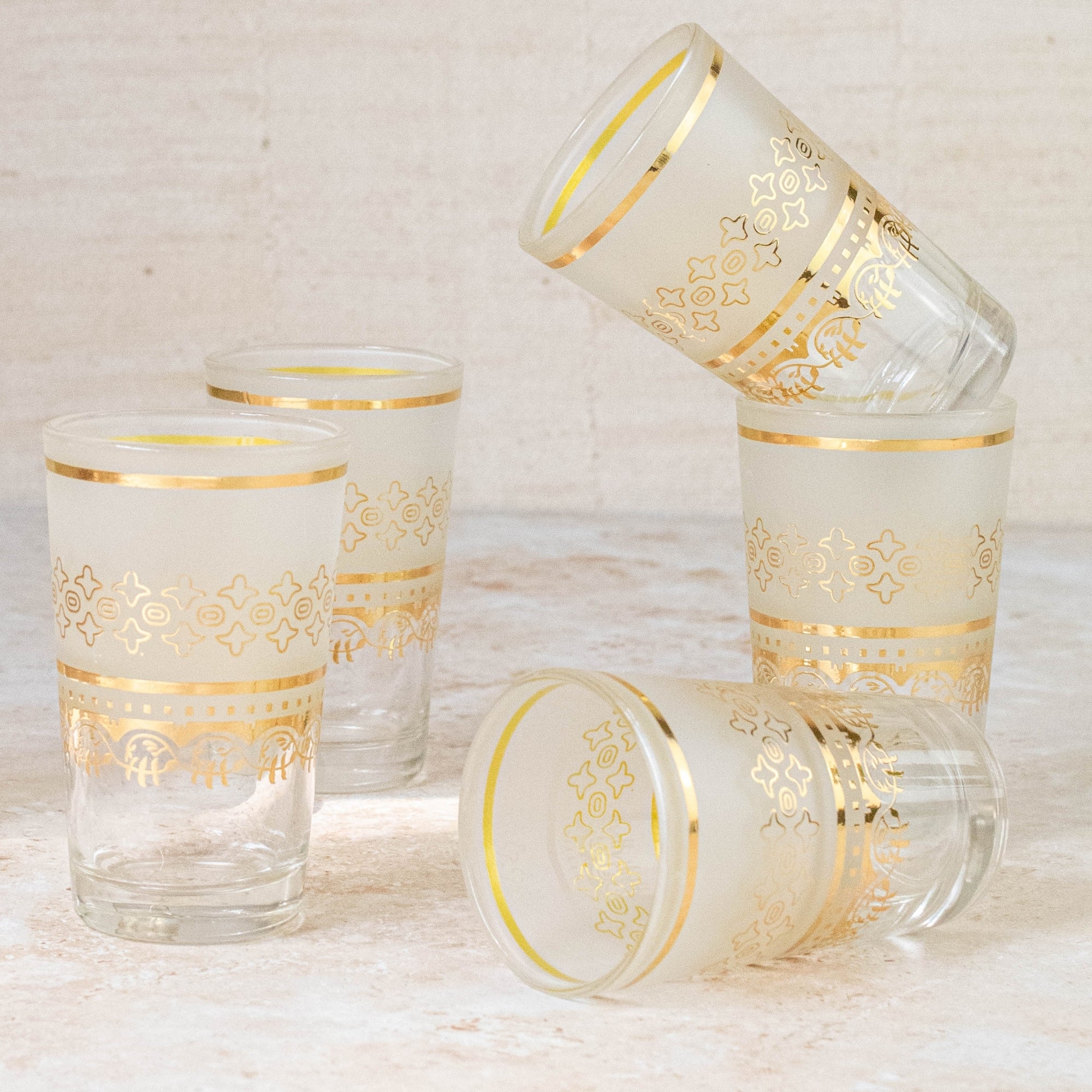 Moroccan Tea Glasses — Frosted Gold Set of 6