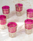 Moroccan Tea Glasses – Fuchsia Pink & Gold Set of 6