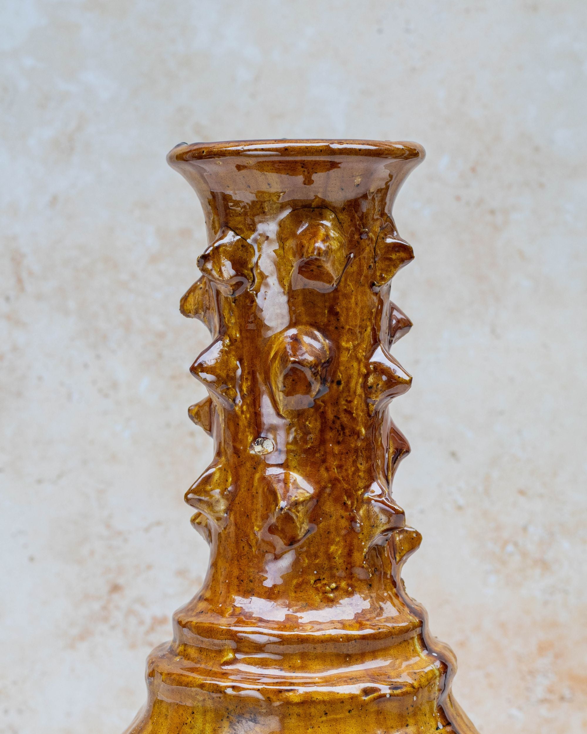 Moroccan pottery vase with raised relief texture