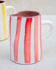 Red Striped Ceramic Pitcher | Handmade Moroccan Ceramic
