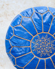 Royal blue pouf stitch detail close up