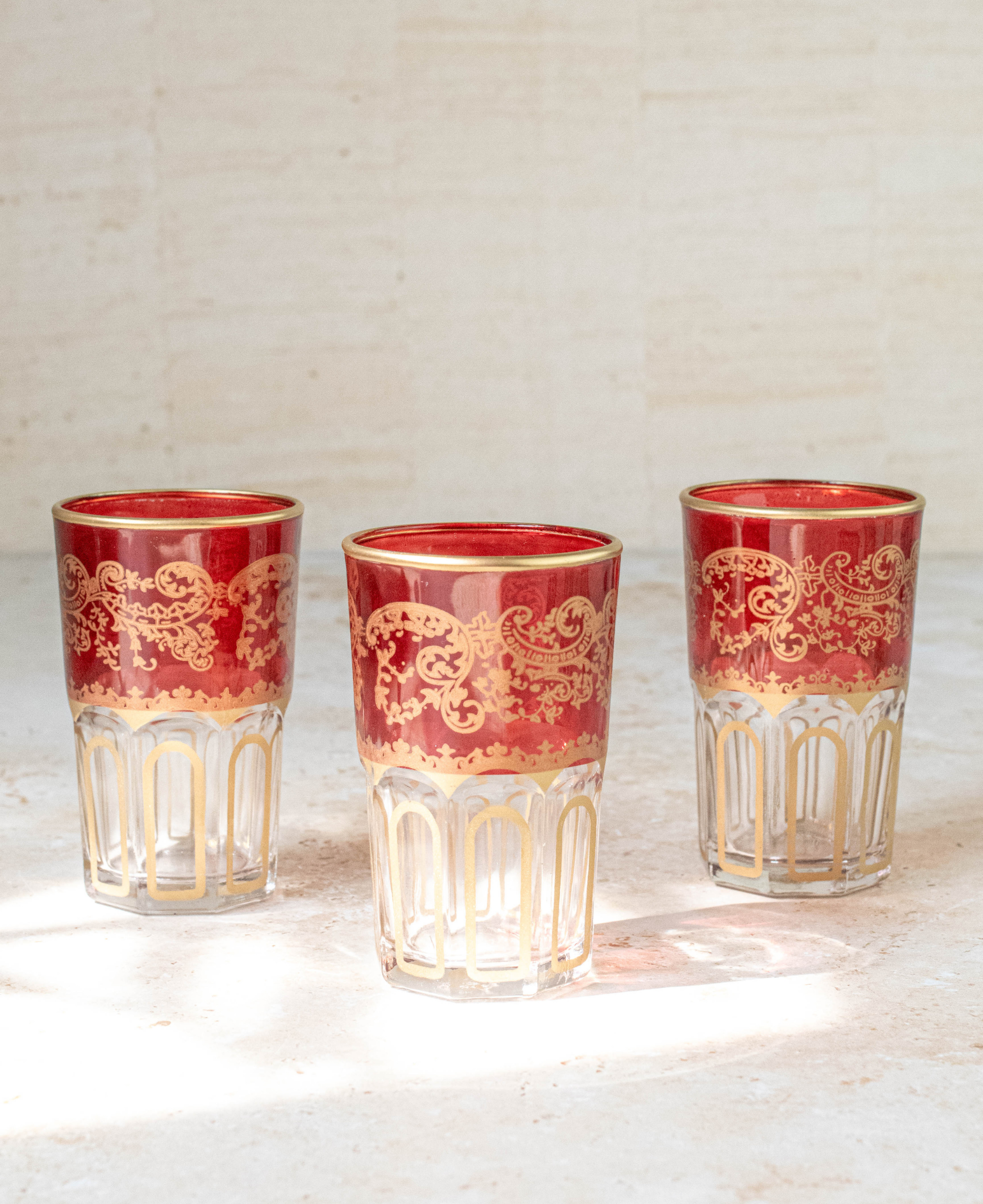 Set of 6 Moroccan Multicoloured Tea Glasses – Red