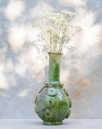 Tall Moroccan earthenware vase in pale green with glossy glaze finish