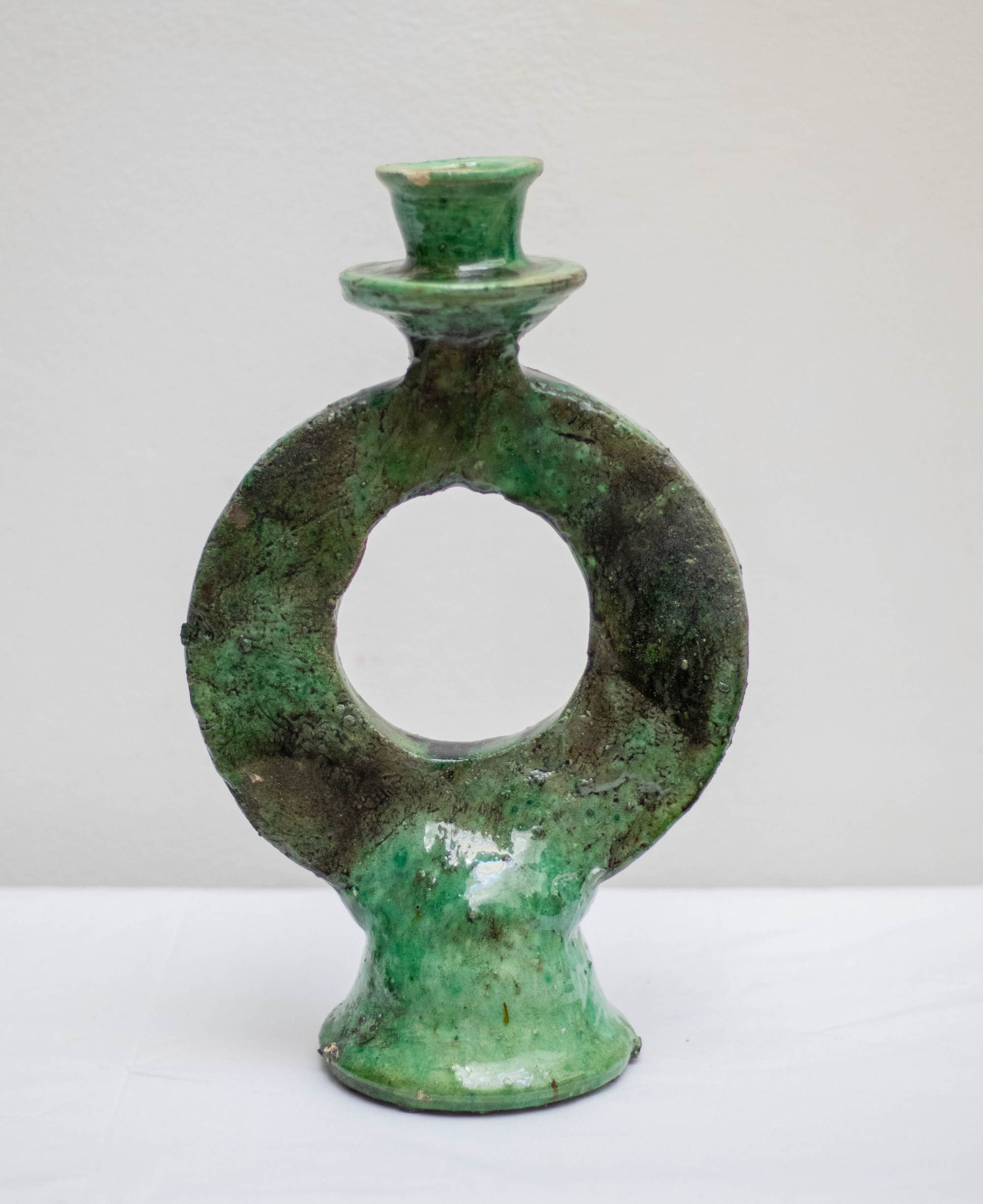 Moroccan Tamegroute Green Candlestick