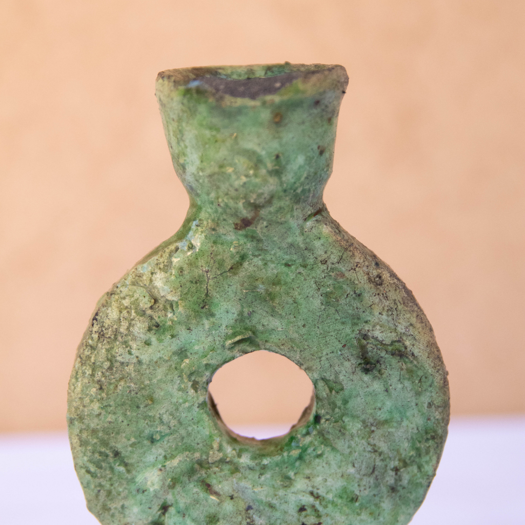 Moroccan Tamegroute Green Glazed Candlestick Holder