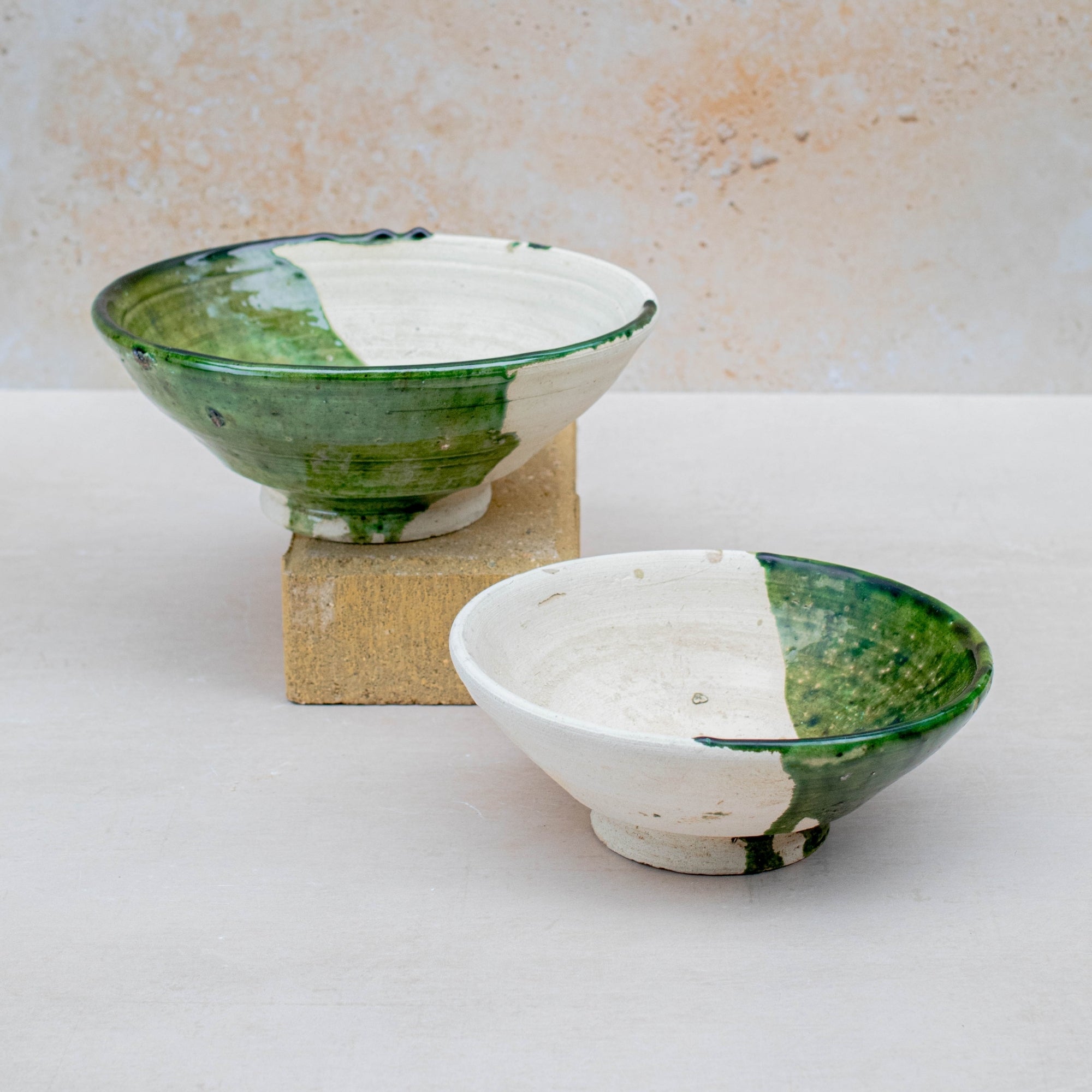 Handmade Tamegroute Half-Glazed Bowl - Green