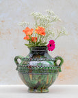 Tamegroute Handled Vase — Green Relief (30 cm)