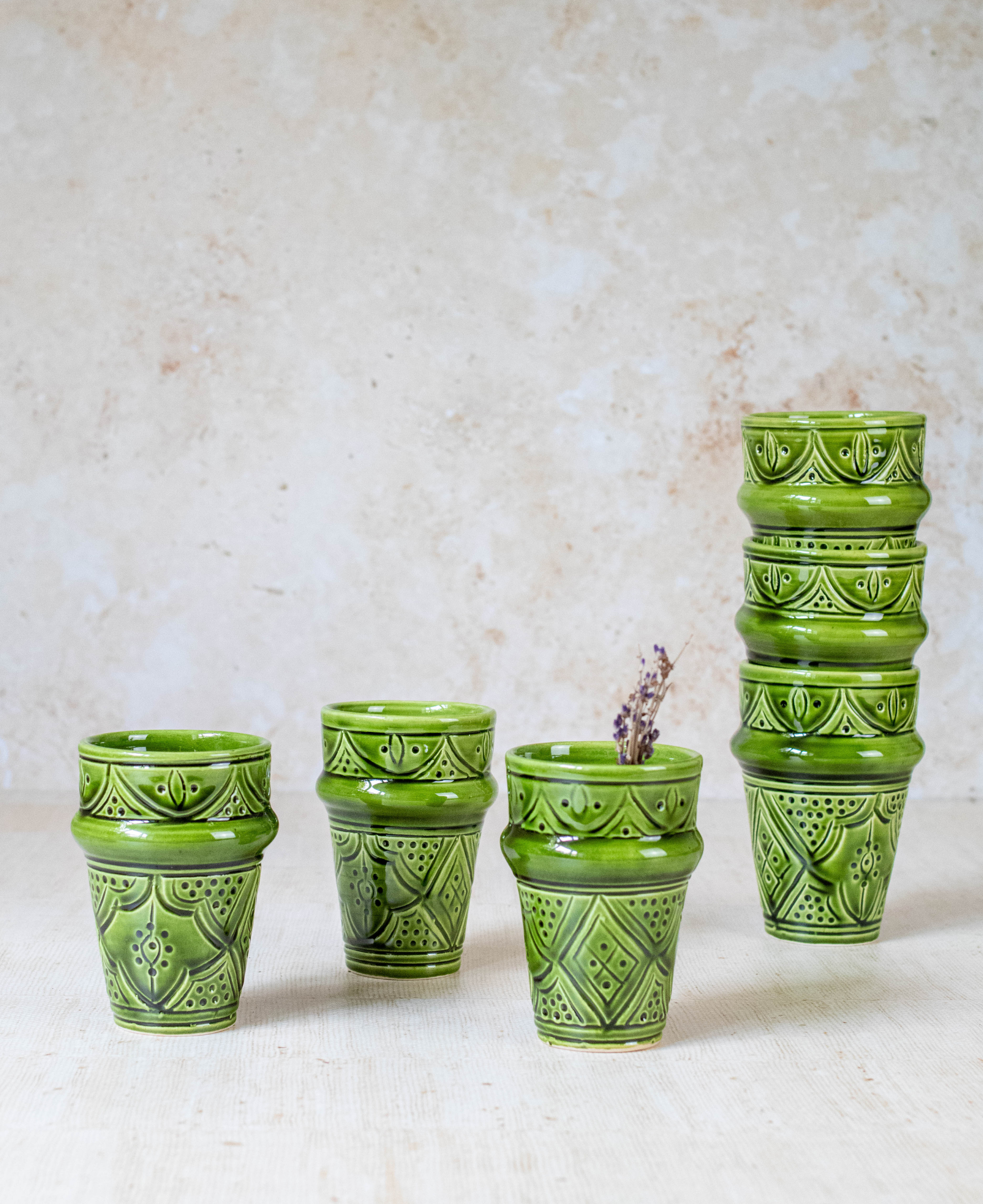 Tazekka Green Moroccan Ceramic Tumbler