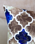 Traditional Mosaic Cushion Cover: Blue & Cream Hues