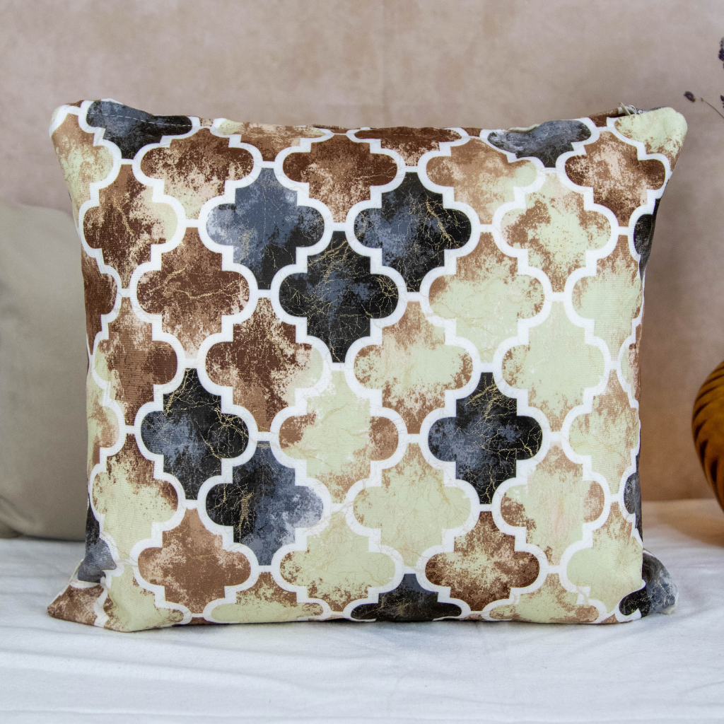 Traditional Mosaic Cushion Cover: Grey &amp; Cream Hues