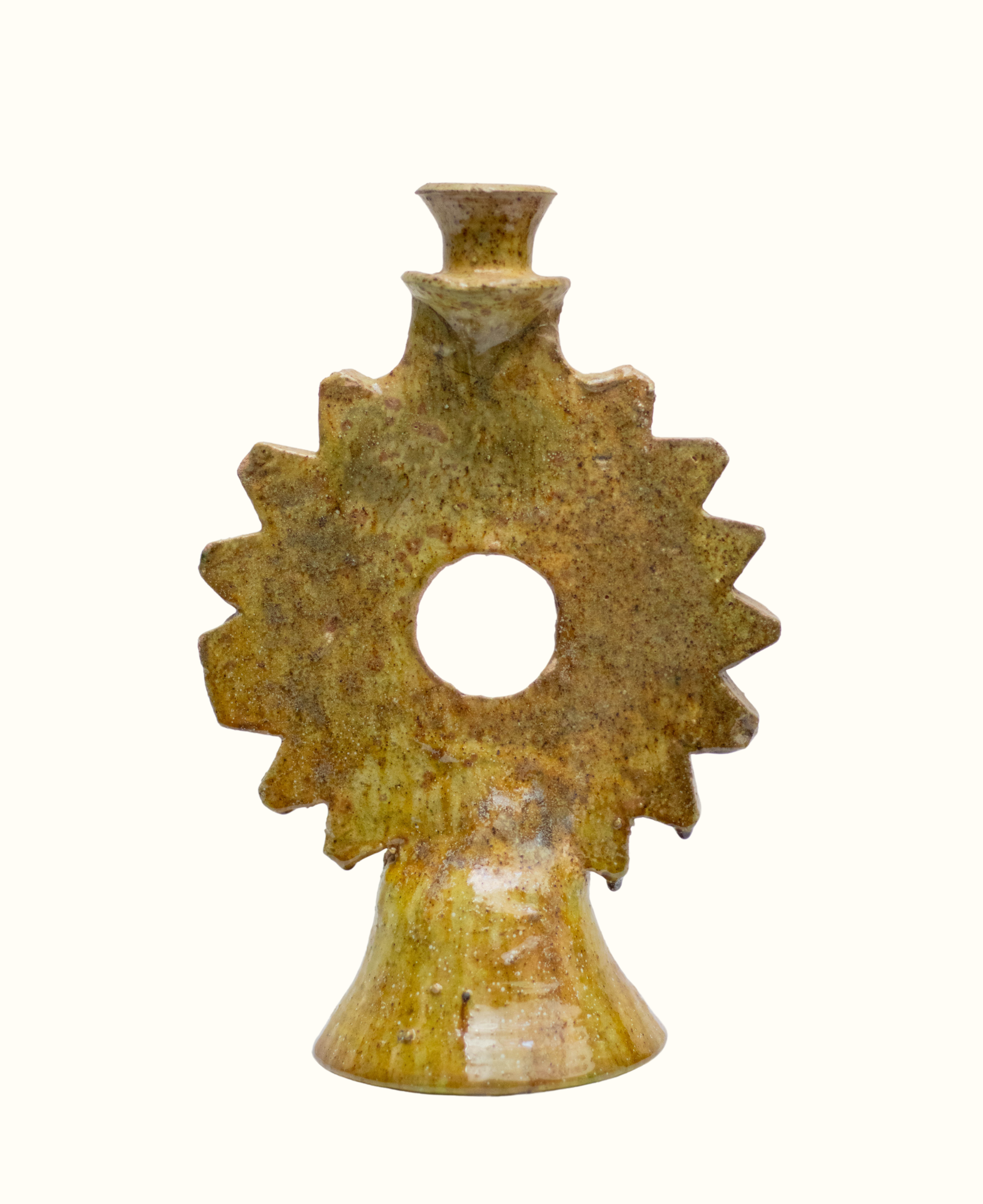  Vintage Tamegroute Ochre Candle Holder