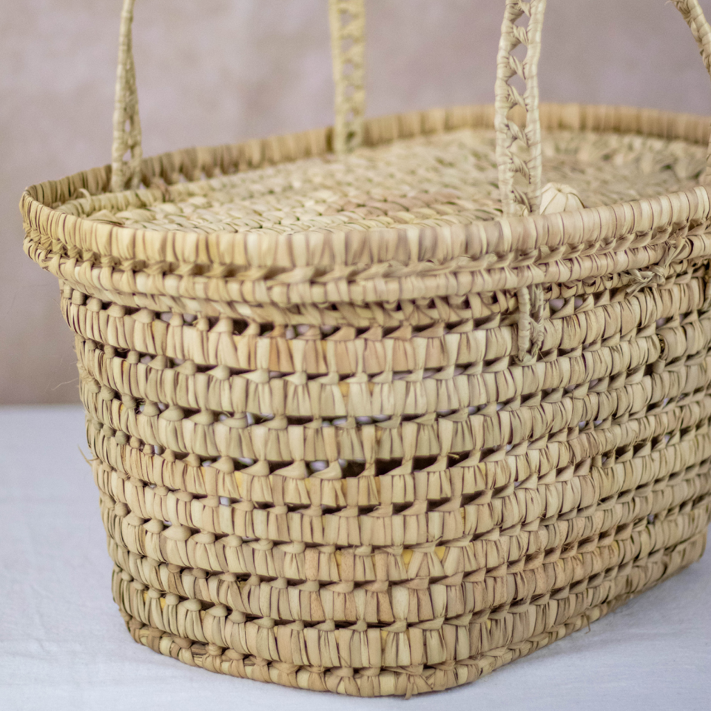 Handmade Moroccan Wicker Storage Basket