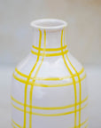 Yellow Checkered Ceramic Vase | Handmade Moroccan Pottery